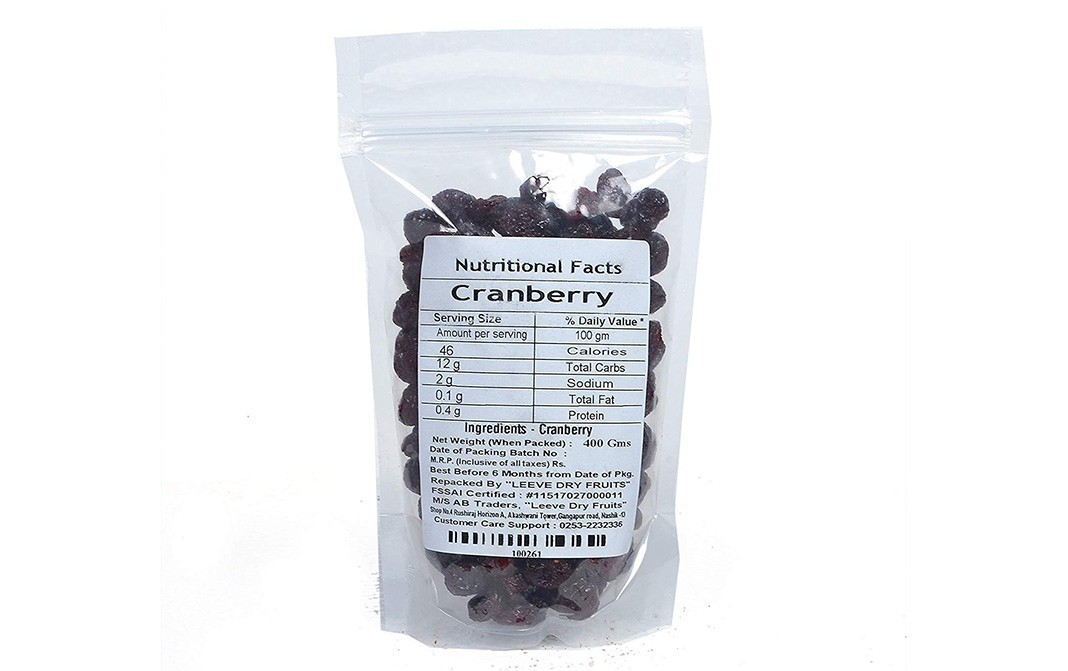 Leeve Dry fruits Cranberry    Pack  400 grams